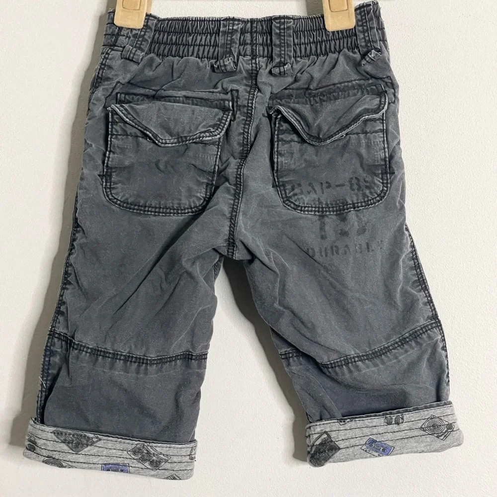 BABY GAP Infant Vintage Audio Cotton Lined Elastic Waist Cargo Pants